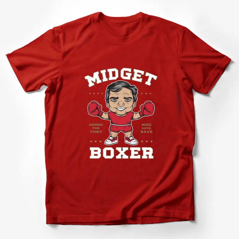 Midget Boxer Graphic T-Shirt, Funny Boxing Cartoon, Unique Sports Tee, Men's Fitness Apparel Male T-Shirt