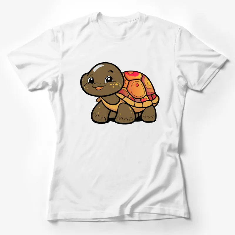 Cute Cartoon Turtle T-Shirt, Colorful Shell Design, Kids and Adults Casual Wear Female T-Shirt