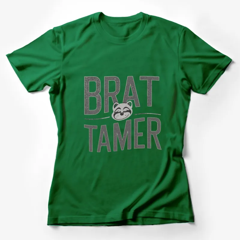 Brat Tamer Funny Graphic T-Shirt, Distressed Text and Monkey Face, Casual Humor Tee, Unisex Gift Idea Female T-Shirt