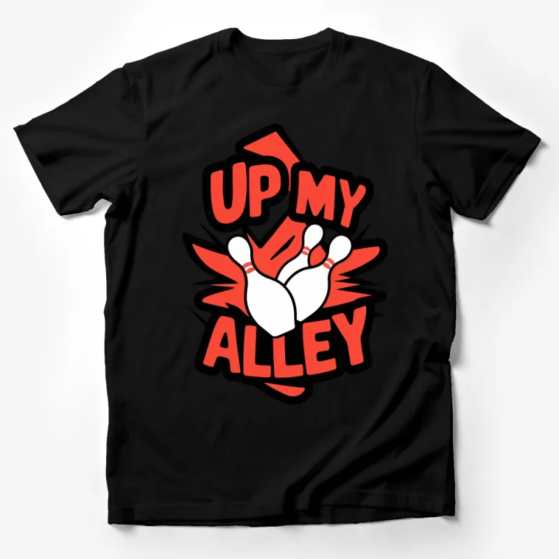 Up My Alley Bowling Graphic T-Shirt, Retro Style Bowling Tee, Unisex Bowling Shirt, Casual Sportswear Male T-Shirt