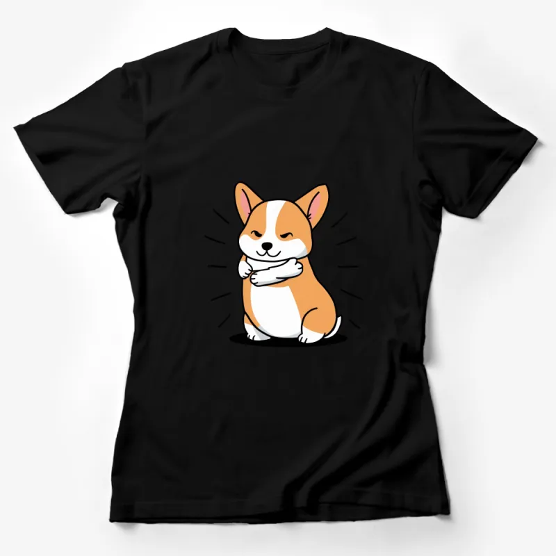 Cute Corgi T-Shirt, Happy Smiling Dog Graphic Tee, Unisex Adult and Kids Sizes Female T-Shirt