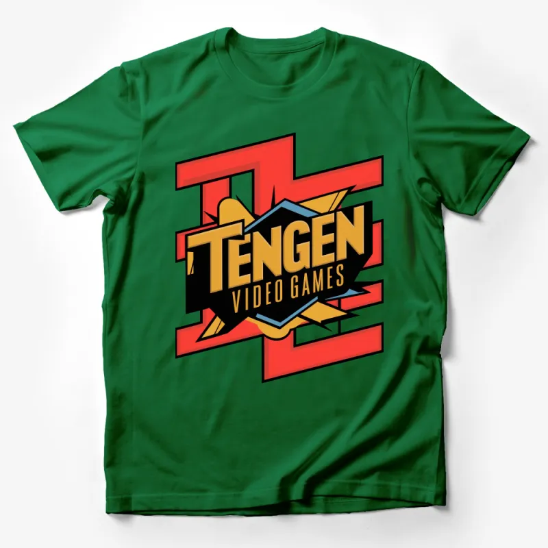 Retro Tengen Video Games Logo T-Shirt, Classic Arcade Gaming, Red and Black Tee Male T-Shirt