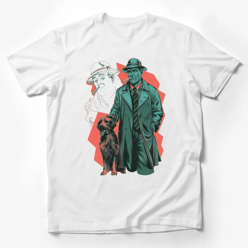 Vintage Detective and Dog T-Shirt, Classic Sleuth Design, Retro Graphic Tee, Film Noir Inspired Shirt Male T-Shirt