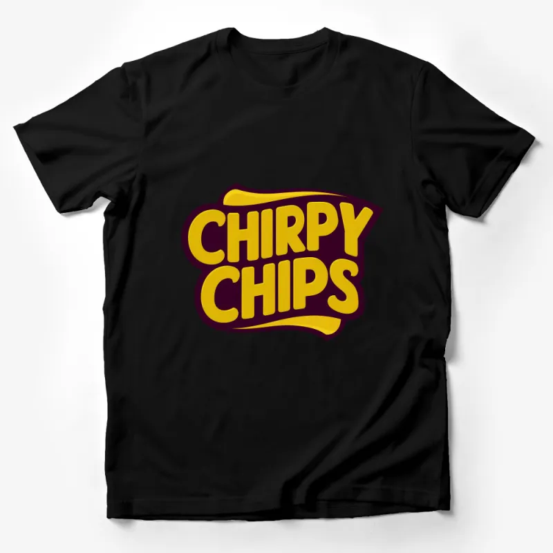 Vintage Chirpy Chips Logo T-Shirt, Retro Snack Brand Tee, Bold Yellow and Purple, Unisex Graphic Shirt Male T-Shirt