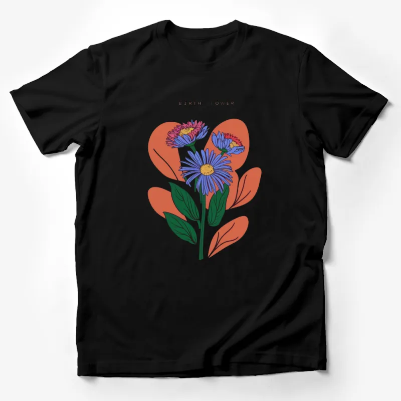 Birth Flower Graphic T-Shirt, Floral Art Tee, Women's Fashion Top, Unique Botanical Shirt Design Male T-Shirt