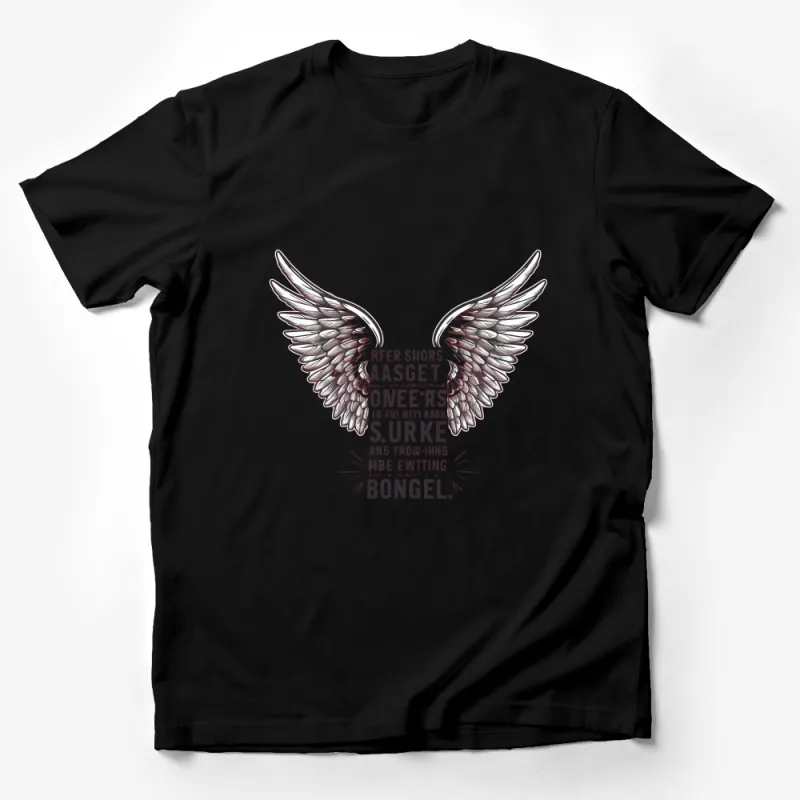 Winged Graphic T-Shirt, Angel Wings Print, Inspirational Text Casual Top, Unisex Fashion Tee Male T-Shirt