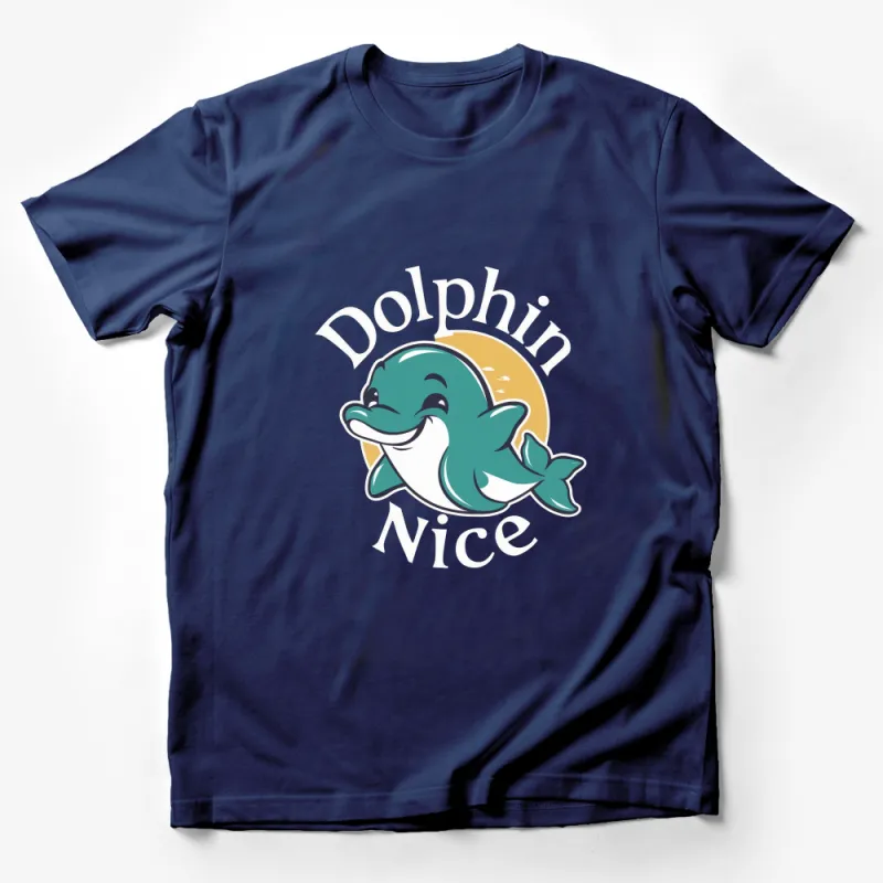 Cute Dolphin Nice Graphic Tee, Ocean Theme Illustration, Unisex T-Shirt for All Ages Male T-Shirt