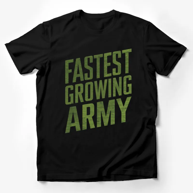 Fastest Growing Army Green Text T-Shirt, Eco Friendly Graphic Tee, Nature Inspired Casual Wear Male T-Shirt