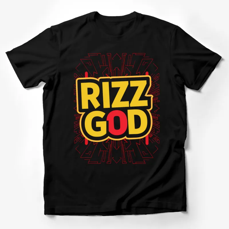 Retro RIZZ GOD Bold Graphic T-Shirt, Vintage Inspired Typography Shirt, Trendy Urban Tee, Unisex Fashion Male T-Shirt