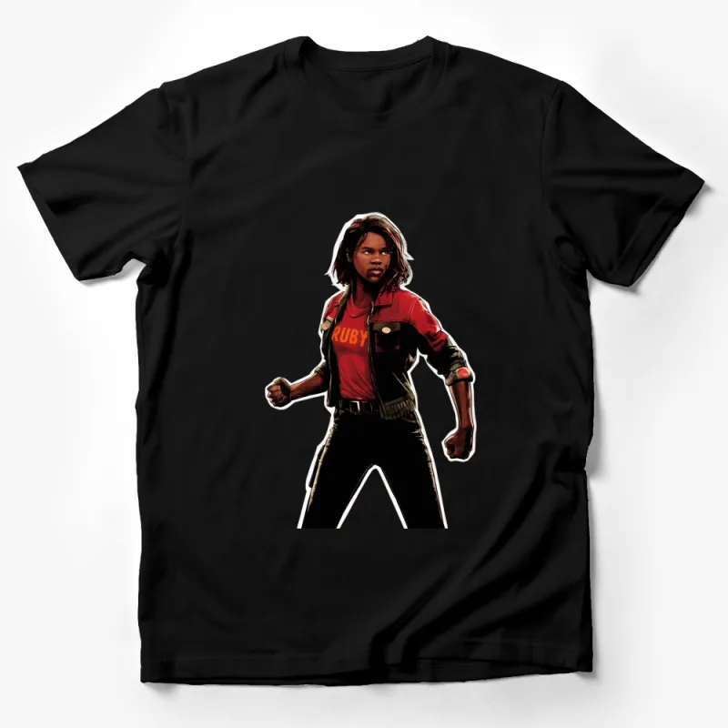 Ruby Red Jacket Superhero Graphic T-Shirt, Bold Comic Book Style Art Tee, Unisex Fashion Male T-Shirt