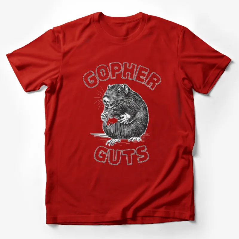 Gopher Guts Graphic T-Shirt, Funny Rodent Tee, Unique Animal Art Shirt, Unisex Cotton Tee Male T-Shirt