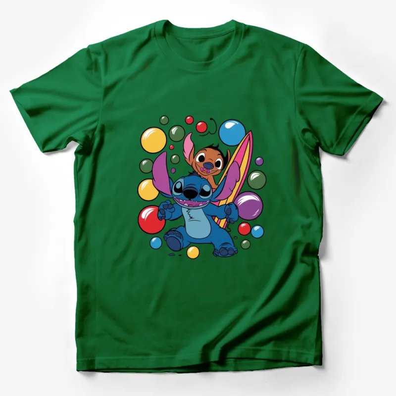 Colorful Stitch and Angel T-Shirt, Cartoon Lilo and Stitch Graphic Tee, Kids and Adults Casual Wear Male T-Shirt