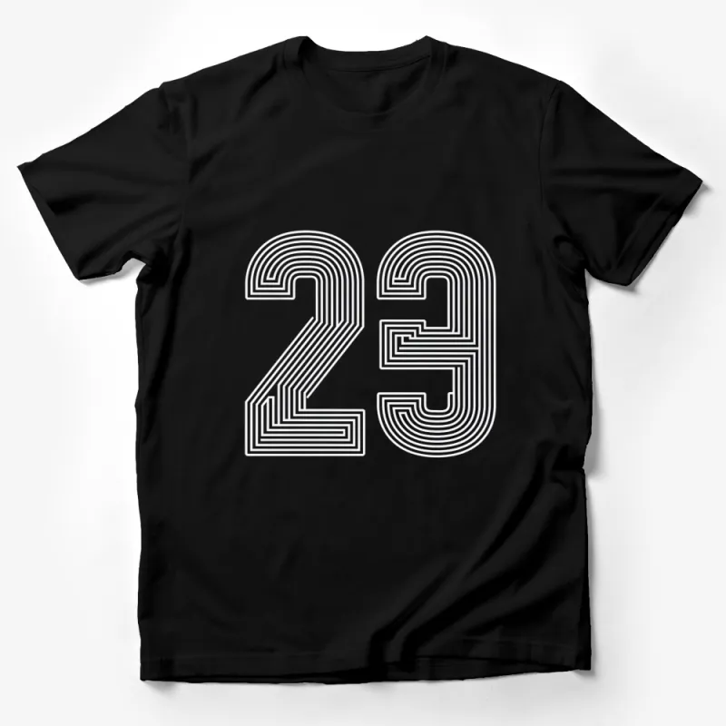 Retro Style Bold Number 23 T-Shirt, Black and White Graphic Tee, Urban Streetwear Male T-Shirt