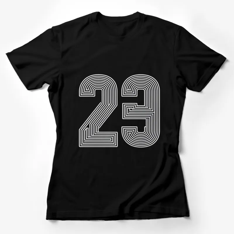 Retro Style Bold Number 23 T-Shirt, Black and White Graphic Tee, Urban Streetwear Female T-Shirt