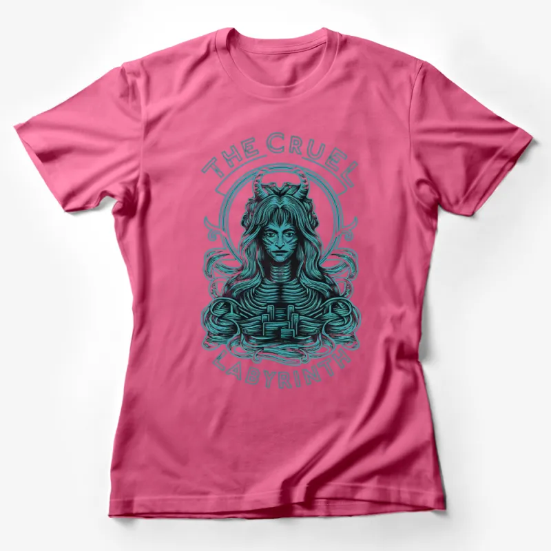 The Cruel Labyrinth Vintage Art T-Shirt, Dark Fantasy Horned Creature Graphic Tee, Unisex Female T-Shirt