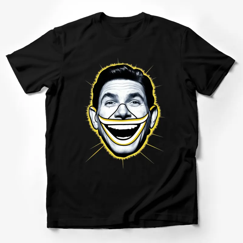 Unique Smiling Face Graphic T-Shirt, Vibrant Yellow Smile, Unisex Tee, Fun Casual Wear, Gift for Friends Male T-Shirt