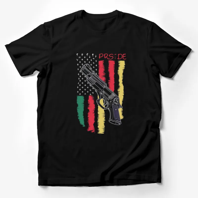 Abstract Art Pistol Pride T-Shirt, Colorful Gun Print, Unisex Graphic Tee Male T-Shirt