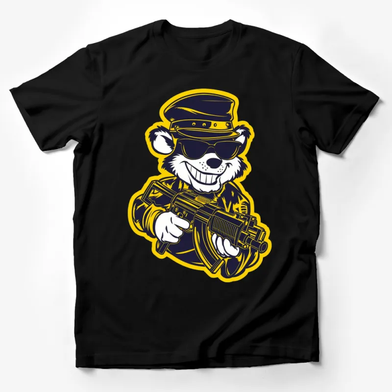 Cool Gangster Tiger T-shirt, Cartoon Tiger With Sunglasses And Gun, Hip Hop Style Animal Tee, Unique Graphic Shirt Male T-Shirt