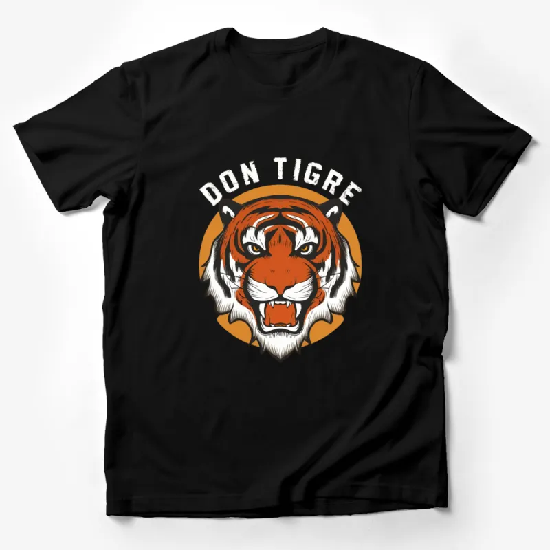 Tiger Face Graphic T-Shirt, Don Tigre Bold Orange and White Design, Unisex Casual Wear Male T-Shirt