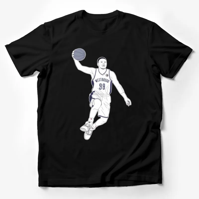 Men's Basketball Player Graphic T-Shirt, Athlete Silhouette Sports Tee, Sports Fan Gift, Cool Athletic Wear, Unique Sports Apparel Male T-Shirt