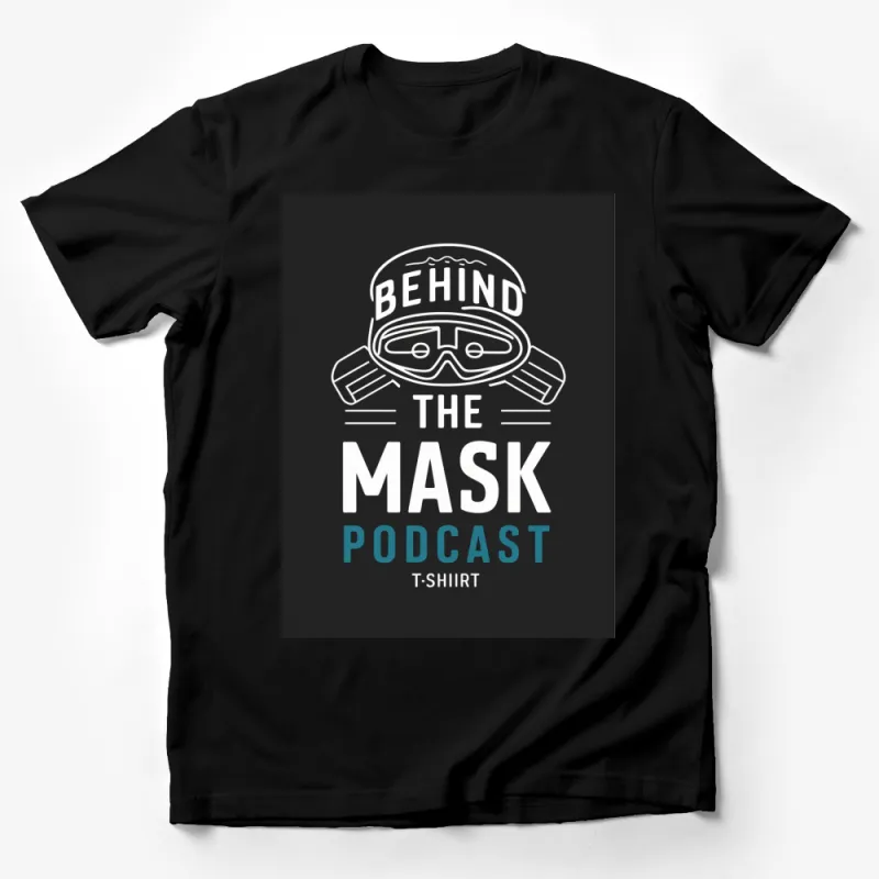 Behind The Mask Podcast T-Shirt, Unique Graphic Tee, Cool Podcast Merchandise, Unisex Male T-Shirt