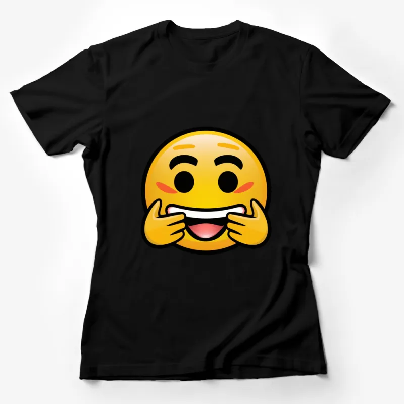 Smiling Face Emoji T-Shirt, Yellow Funny Expression Tee, Gift for All Ages Female T-Shirt