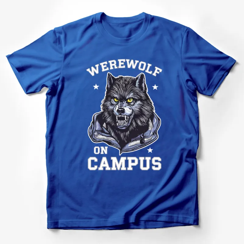 Werewolf On Campus Graphic T-shirt, Classic Horror Movie Design, Unisex Black Tee for Halloween Male T-Shirt