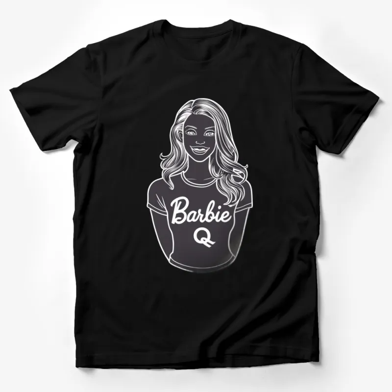 Women's Barbie Q Themed T-Shirt, Retro Inspired Fashion Tee, Unique Graphic Shirt, Casual Style Top Male T-Shirt