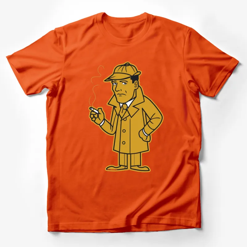 Vintage Detective Character T-Shirt, Yellow Detective with Cigar, Classic Detective Illustration Tee, Gift for Mystery Lovers Male T-Shirt