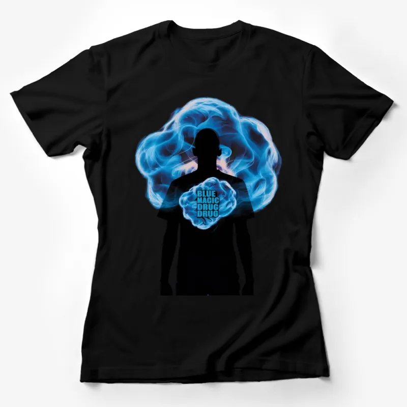 Blue Magic Drug Graphic Tee, Unique Blue Smoke Design, Bold Statement Fashion T-Shirt Female T-Shirt