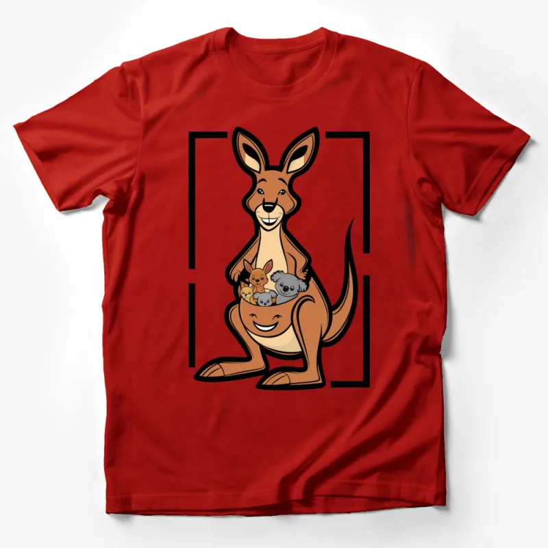 Kangaroo and Australian Animals Cute Graphic T-Shirt, Colorful Cartoon Tee for All Ages, Unisex Casual Wear Male T-Shirt