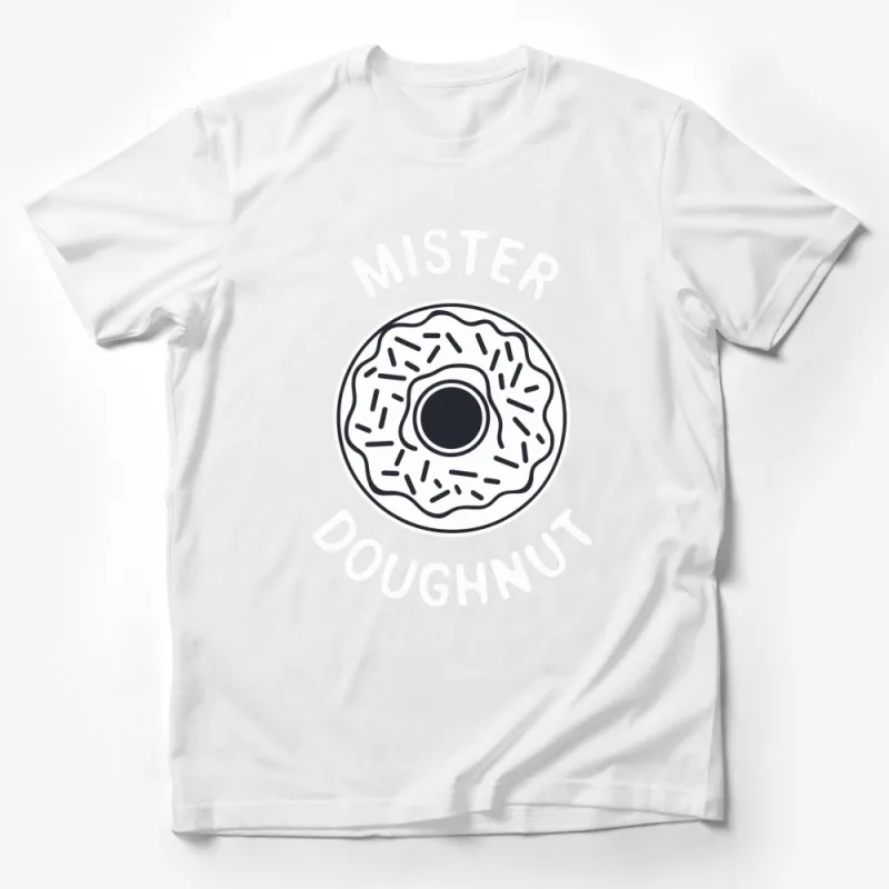 Mister Doughnut Graphic T-Shirt, Donut Lover Tee, Funny Food Shirt, Casual Black and White Top Male T-Shirt