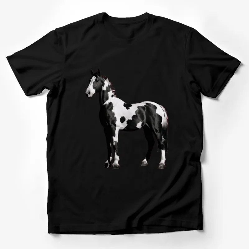 Unique Black and White Horse Graphic T-Shirt, Stylish Animal Print, Casual Wear for Horse Lovers Male T-Shirt