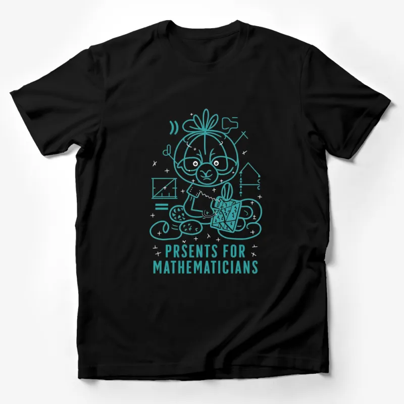 Cute Math T-Shirt, Lovable Cartoon Character with Geometric Shapes, Gift for Mathematicians Male T-Shirt