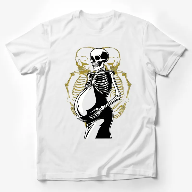 Gothic Skeleton Maternity T-Shirt, Funny Pregnancy Announcement Tee, Halloween Skeleton Baby Bump Shirt Male T-Shirt