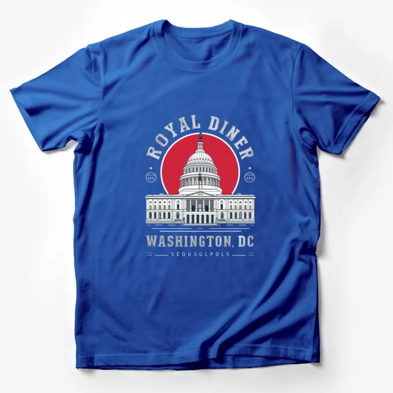 Royal Diner Washington DC Capitol Building Graphic T-Shirt, Vintage Style Tee, Red and White, Unisex Male T-Shirt