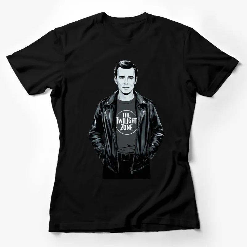 Twilight Zone Inspired Black Graphic Tee, Retro Sci-Fi TV Show T-Shirt, Vintage Style Casual Top Female T-Shirt