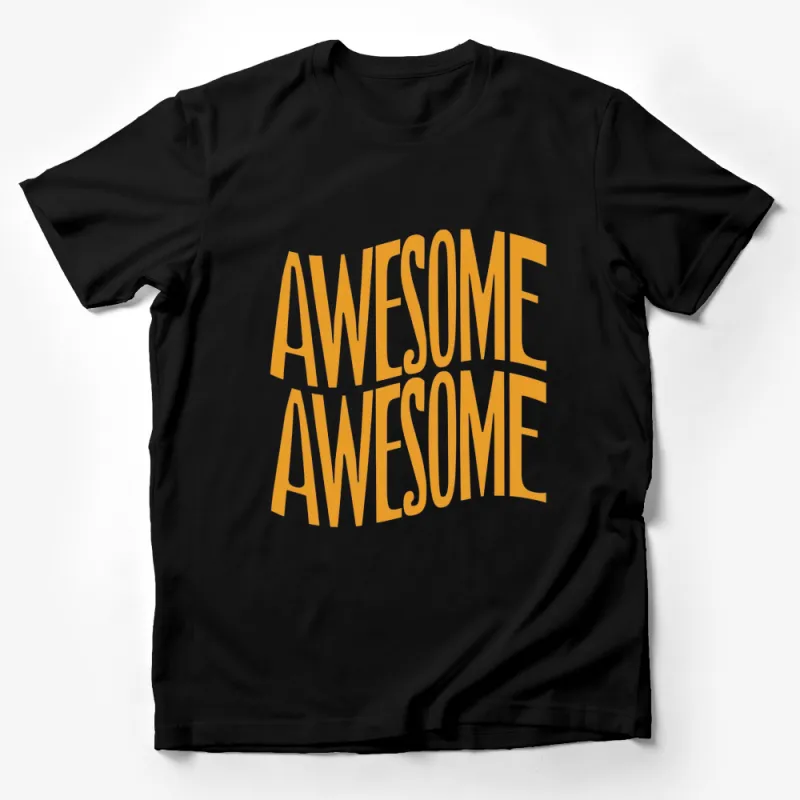 Awesome Awesome Graphic Yellow Text T-Shirt, Cool Casual Wear, Trendy Summer Top Male T-Shirt