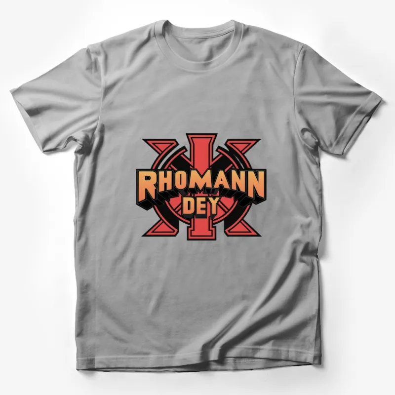 Bold Rhomann Dey Inspired Graphic T-Shirt, Comic Fan Red and Black Shirt, Unique Hero Emblem Tee Male T-Shirt