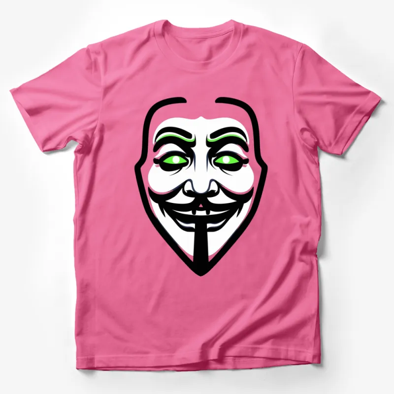 Anonymous Hacker Mask T-Shirt, Internet Culture Icon, Green Eyes Graphic Tee, Unisex Male T-Shirt