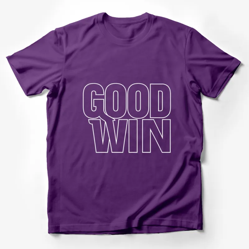 Good Win Bold Text Graphic T-Shirt, Black and White Statement Tee, Casual Streetwear Top, Unisex Fashion Male T-Shirt