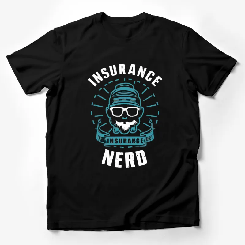 Insurance Nerd Graphic T-Shirt, Hipster Beard Man Design, Cool Fashion Tee for Insurance Professionals Male T-Shirt