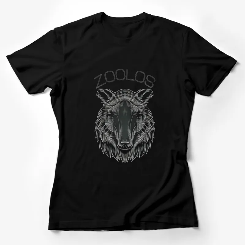 Zoolos Wolf Graphic T-Shirt, Unisex Silver Animal Print Tee, Wildlife Inspired Artistic Casual Wear Female T-Shirt