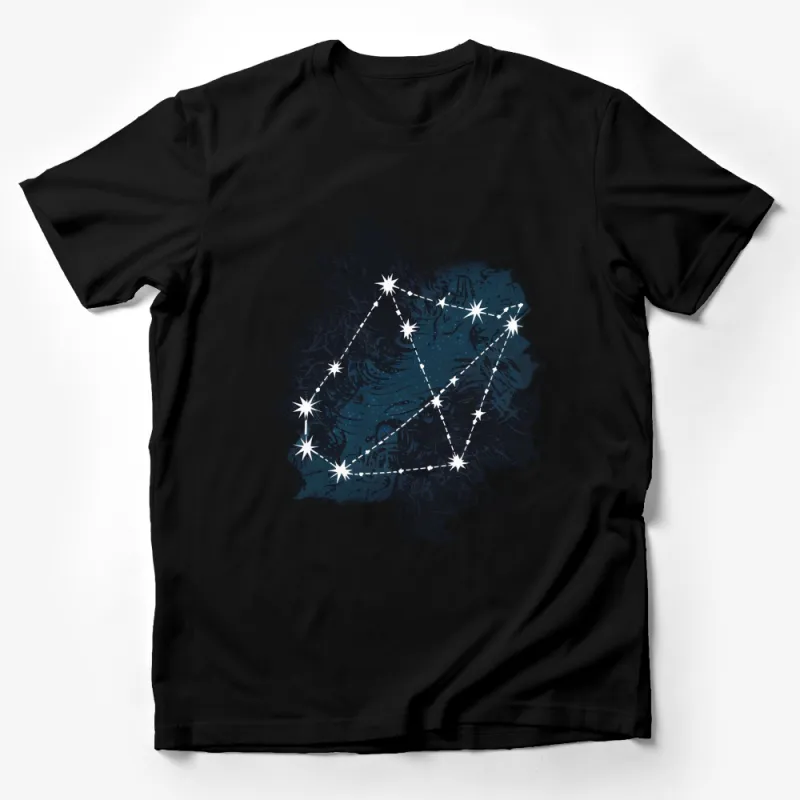 Men's Graphic Tee with Celestial Design, Navy Blue with White Stars, Unique Abstract Art T-Shirt Male T-Shirt