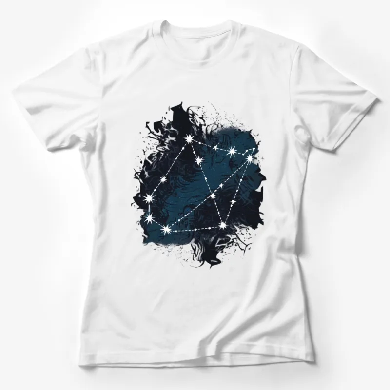 Men's Graphic Tee with Celestial Design, Navy Blue with White Stars, Unique Abstract Art T-Shirt Female T-Shirt