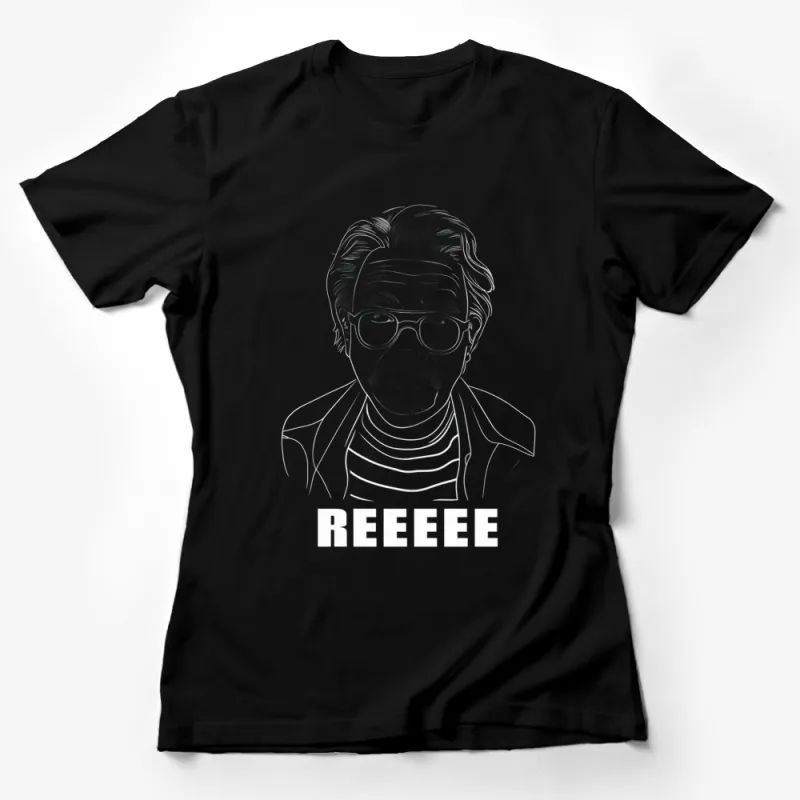 Unique White Line Art T-Shirt, REEEEE Graphic, Trendy Minimalist Style Tee, Unisex Fashion, Casual Streetwear, Artistic Design Female T-Shirt