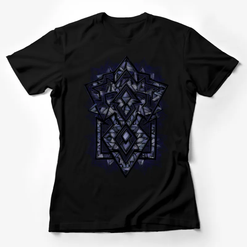 Geometric Star Design T-Shirt, Abstract Tribal Pattern Tee, Understated Black and White Shirt Female T-Shirt