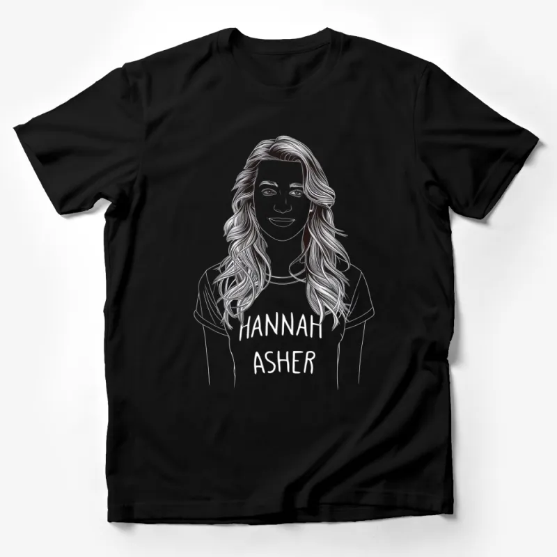 Stylish Hannah Asher Line Art T-Shirt, Women's Fashion Tee, Chic Modern Portrait Clothing Male T-Shirt