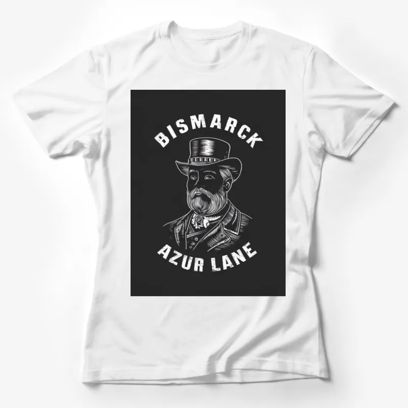 Azur Lane Bismarck Vintage Style T-Shirt, Classic Monochrome Graphic Tee, Unisex Female T-Shirt