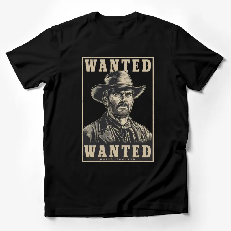 Vintage Wanted Poster Cowboy T-Shirt, Old West Outlaw Graphic Tee, Unique Western Gift Male T-Shirt